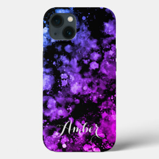 Einfache Pink Black Watercolor Splash Personalisie Case-Mate iPhone Hülle
