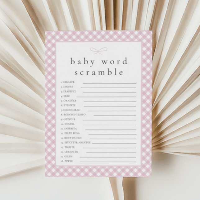 Einfache Pink Bow Baby Word Scramble Game Card (Von Creator hochgeladen)