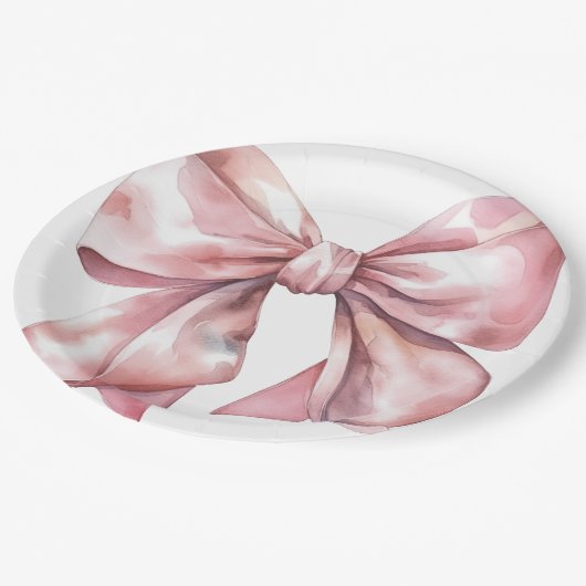 Einfache Pink Bow Babydusche Pappteller (Schrägansicht)