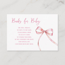 Einfache Pink Bow Girl Babydusche Bücher für Baby Begleitkarte