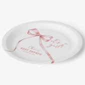 Einfache Pink Bow Girl Babydusche Pappteller (Schrägansicht)