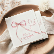 Einfache Pink Bow Girl Babydusche