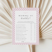 Einfache Pink Bow Mommy oder Daddy Game Card