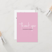 Einfache Pink Dankeschön Karte für Ihre Kunden. (Vorderseite/Rückseite Beispiel)