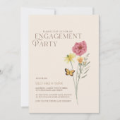 Einfache Pink-Gelbe Wildblume-Engagement-Partei Einladung (Vorderseite)
