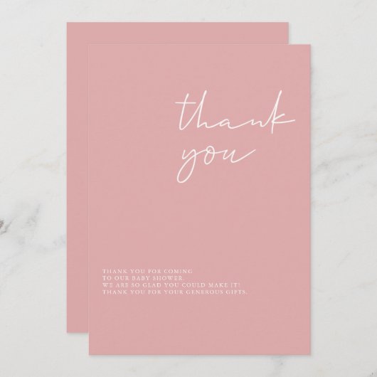 Einfache Pink Girl Babydusche Danke Karte (Vorne/Hinten)