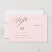 Einfache Pink & Imitats Goldkalligrafie Hochzeit RSVP Karte (Vorderseite)
