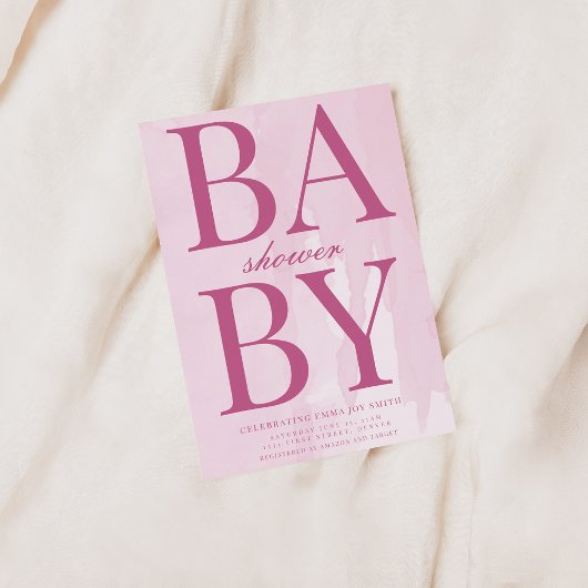 Einfache Pink-Kinderdusche - Einladung