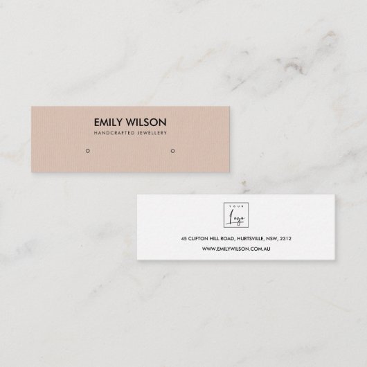 EINFACHE PINK KRAFT STUD EARRING DISPLAY LOGO MINI VISITENKARTE (Vorne/Hinten)