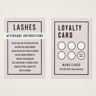 Einfache Pink Lash Verlängerung Aftercare Card