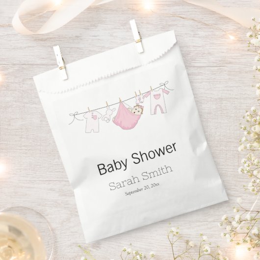 Einfache Pink Niedlich Girl Clothesline Kinderdusc Geschenktütchen (Ausgeschnitten)