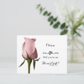 Einfache Pink Rose Flower Girl Request Card Postkarte (Stehend Vorderseite)