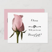 Einfache Pink Rose Flower Girl Request Card Postkarte (Vorne/Hinten)