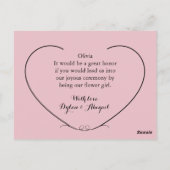 Einfache Pink Rose Flower Girl Request Card Postkarte (Rückseite)