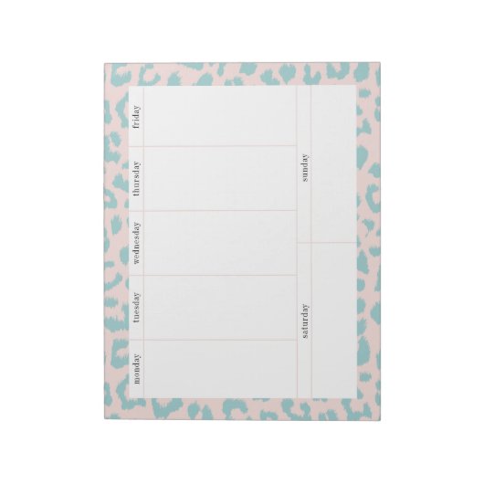 Einfache Pink- und Aqua Leopard Weekly Planner Notizblock (Rotiert)