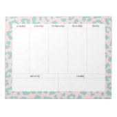 Einfache Pink- und Aqua Leopard Weekly Planner Notizblock (Vorderseite)