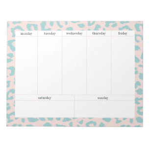 Einfache Pink- und Aqua Leopard Weekly Planner Notizblock