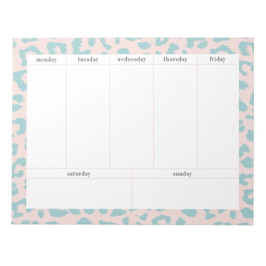 Einfache Pink- und Aqua Leopard Weekly Planner Notizblock (Vorderseite)