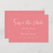 Einfache Pink- und White-Script-Hochzeit speichern Save The Date (Vorne/Hinten)