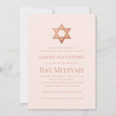 Einfache Pinke Bat Mitzvah Rose Gold Stern von Dav Einladung (Vorderseite)
