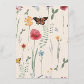 Einfache pinkfarbene Wildblume Whimsical Hochzeits Begleitkarte (Rückseite)