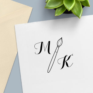 Einfache Pinselmonogramm Permastempel