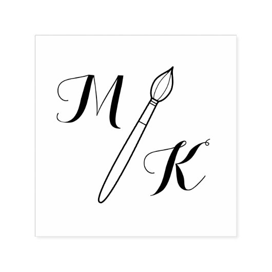 Einfache Pinselmonogramm Permastempel (Design)