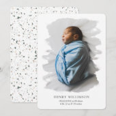 Einfache Pinselstriche Foto Geburtsankündigung Ankündigung (Vorne/Hinten)