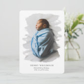 Einfache Pinselstriche Foto Geburtsankündigung Ankündigung (Stehend Vorderseite)