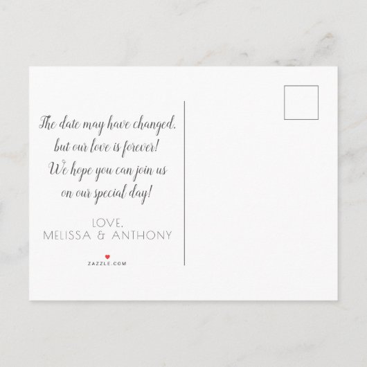 Einfache Pinselstrichwirkung Ändern Sie das Date-F Ankündigungspostkarte (Rückseite)