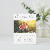 Einfache Pinselstrichwirkung Ändern Sie das Date-F Ankündigungspostkarte (Stehend Vorderseite)