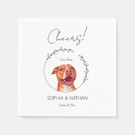 Einfache Pit Bull Dog Wedding Cocktail Napkins Serviette (Vorderseite)