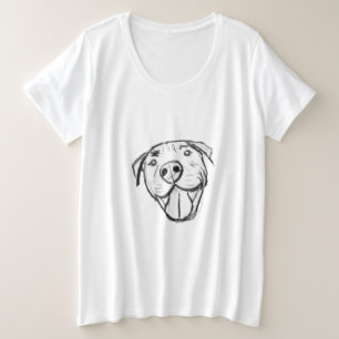 einfache Pitbull-Zeichnung für Hunde-Liebhaber in Große Größe T-Shirt