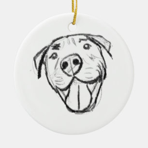 einfache Pitbull-Zeichnung für Hunde-Liebhaber in  Keramik Ornament