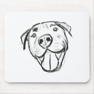 einfache Pitbull-Zeichnung für Hunde-Liebhaber in Mousepad