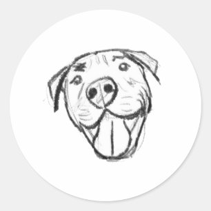 einfache Pitbull-Zeichnung für Hunde-Liebhaber in Runder Aufkleber