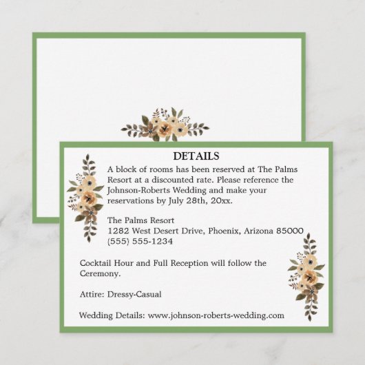 Einfache Planung mit Detailkarten Einladung (Vorne/Hinten)