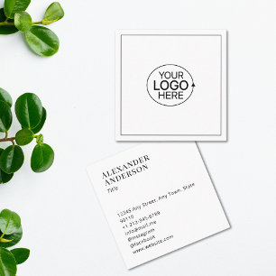 Einfache Platzierung des Logos in Schwarzweiß Quadratische Visitenkarte