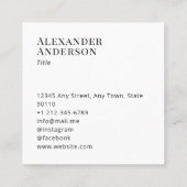 Einfache Platzierung des Logos in Schwarzweiß Quadratische Visitenkarte (Rückseite)