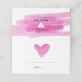 Einfache Platzkarte von Paint Strokes & Heart Wedd (Außenseite Aufgefaltet)