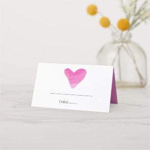 Einfache Platzkarte von Paint Strokes & Heart Wedd