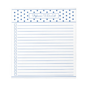 Einfache Polka Dot Blue One Column to Do Checklist Notizblock