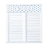 Einfache Polka Dot Blue Two Column To Do Checklist Notizblock (Vorderseite)