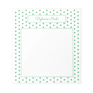 Einfache Polka Dot Green Personalisiert Thin Borde Notizblock
