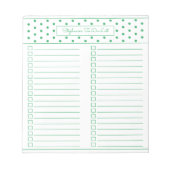 Einfache Polka Dot Green Two Column To Do Checklis Notizblock (Vorderseite)