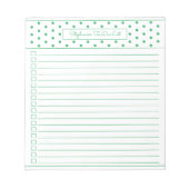 Einfache Polka Dot Grün einer Spalte für Checklist Notizblock (Vorderseite)