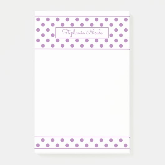 Einfache Polka Dot Lavendel Personalisierte Düneng Post-it Klebezettel (Vorderseite)