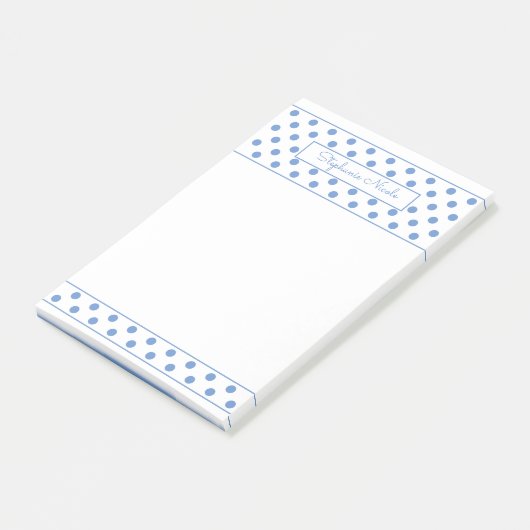 Einfache Polka Dot Light Blue Personalisierte Gren Post-it Klebezettel (angewinkelt)