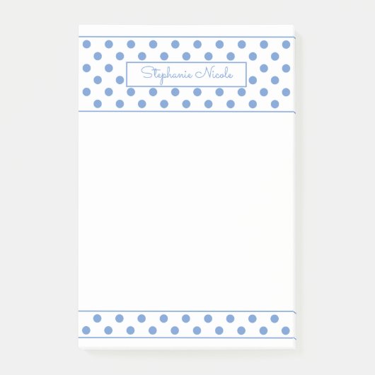 Einfache Polka Dot Light Blue Personalisierte Gren Post-it Klebezettel (Vorderseite)