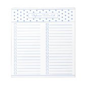 Einfache Polka Dot Light Blue Two Column Checklist Notizblock (Vorderseite)